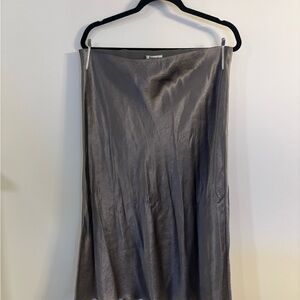 Babaton Charcoal Satin A-Line Midi Skirt